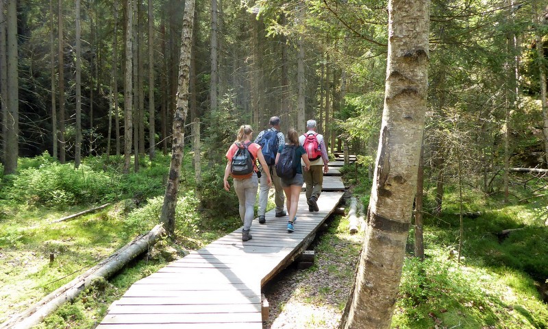 Wandelen over vlonders richting Adrspach