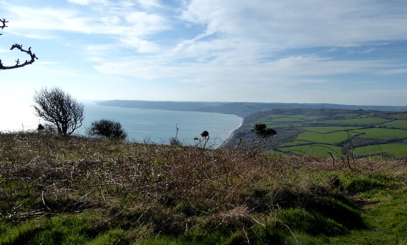 Vanaf Golden Cap westwaards kijken naar Lyme Regis