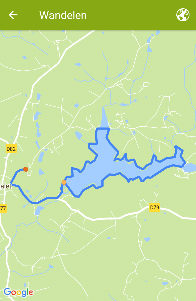 Endomondo map van wandeling rond stuwmeer van Mialet