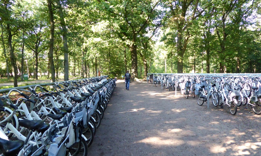 Witte fietsenstalling bij Park Hoge Veluwe