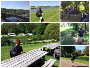Wandelvrouw wandelt het vechtdalpad in Overijssel