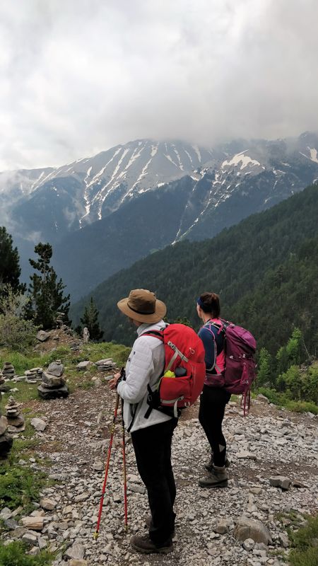 Bregje van Wandelvrouw.nl en Anto op Mount Olympus