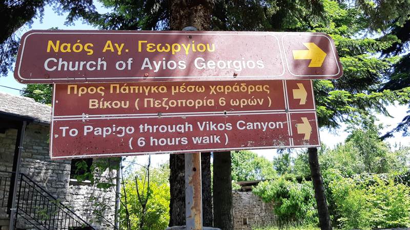 Routebord Vikoskloof - Agia Pareskevi klooster