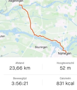 wandelkaartje Nijmegen naar Wageningen
