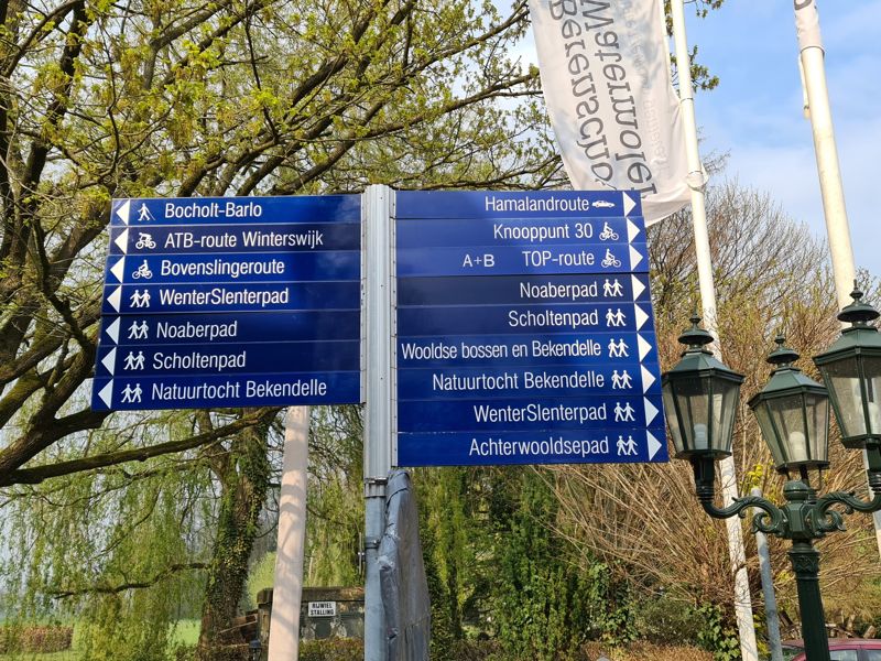 Wandelroutes op wegwijzers