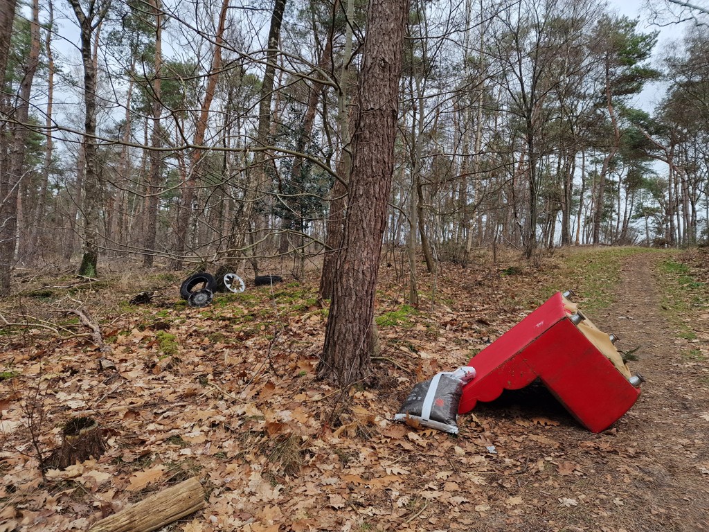 Afval in het bos.