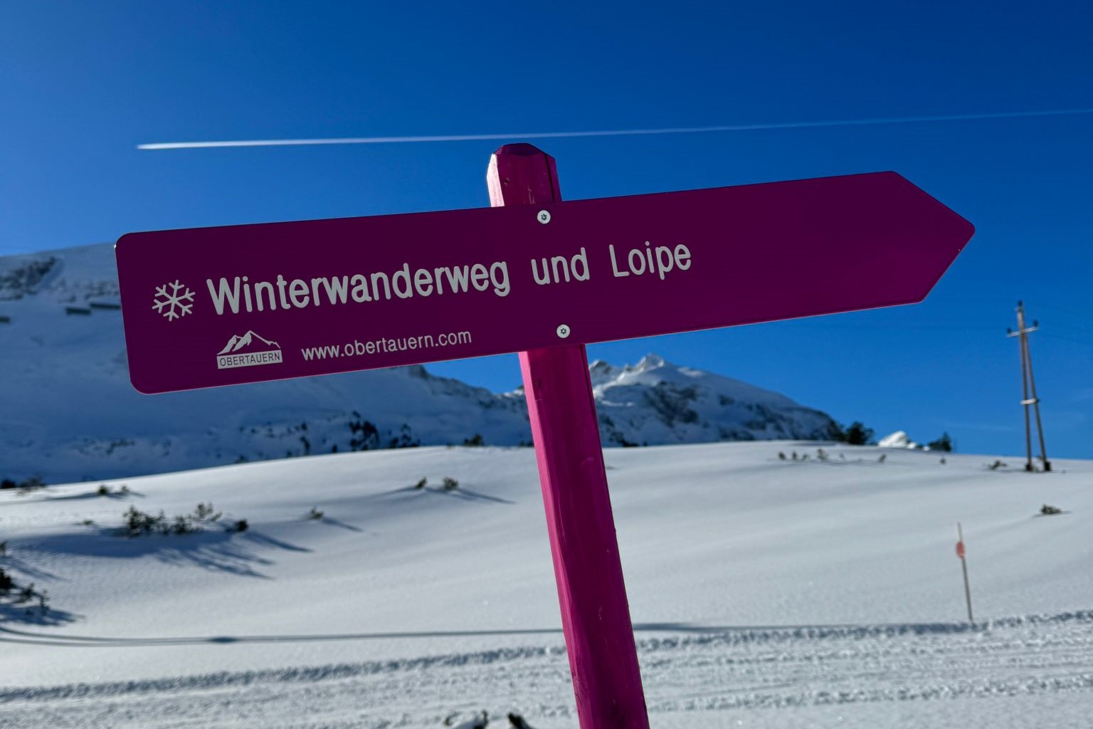 Wandelen in winters Obertauern - bord winterwanderweg