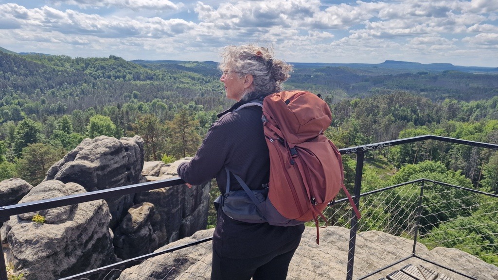 Het rotskasteel Šaunštejn uitzicht